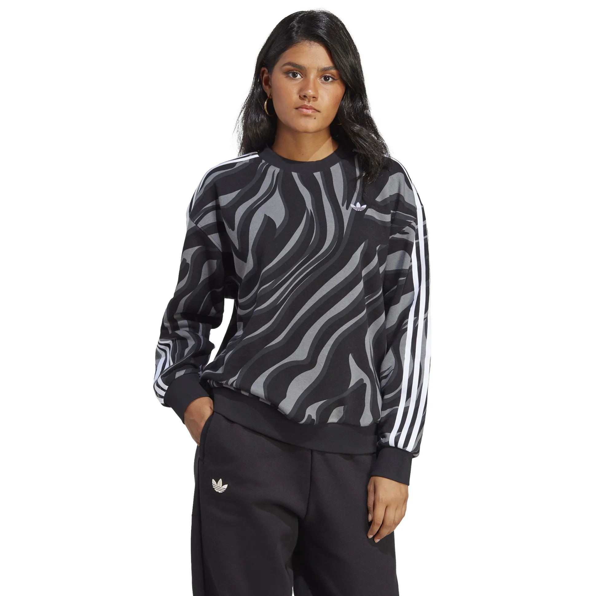 Abstract Allover Animal Print Sweatshirt Black