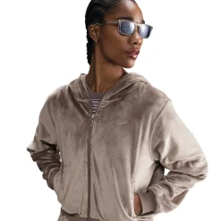 Chill Knit Loose Velour Full-Zip Hoodie