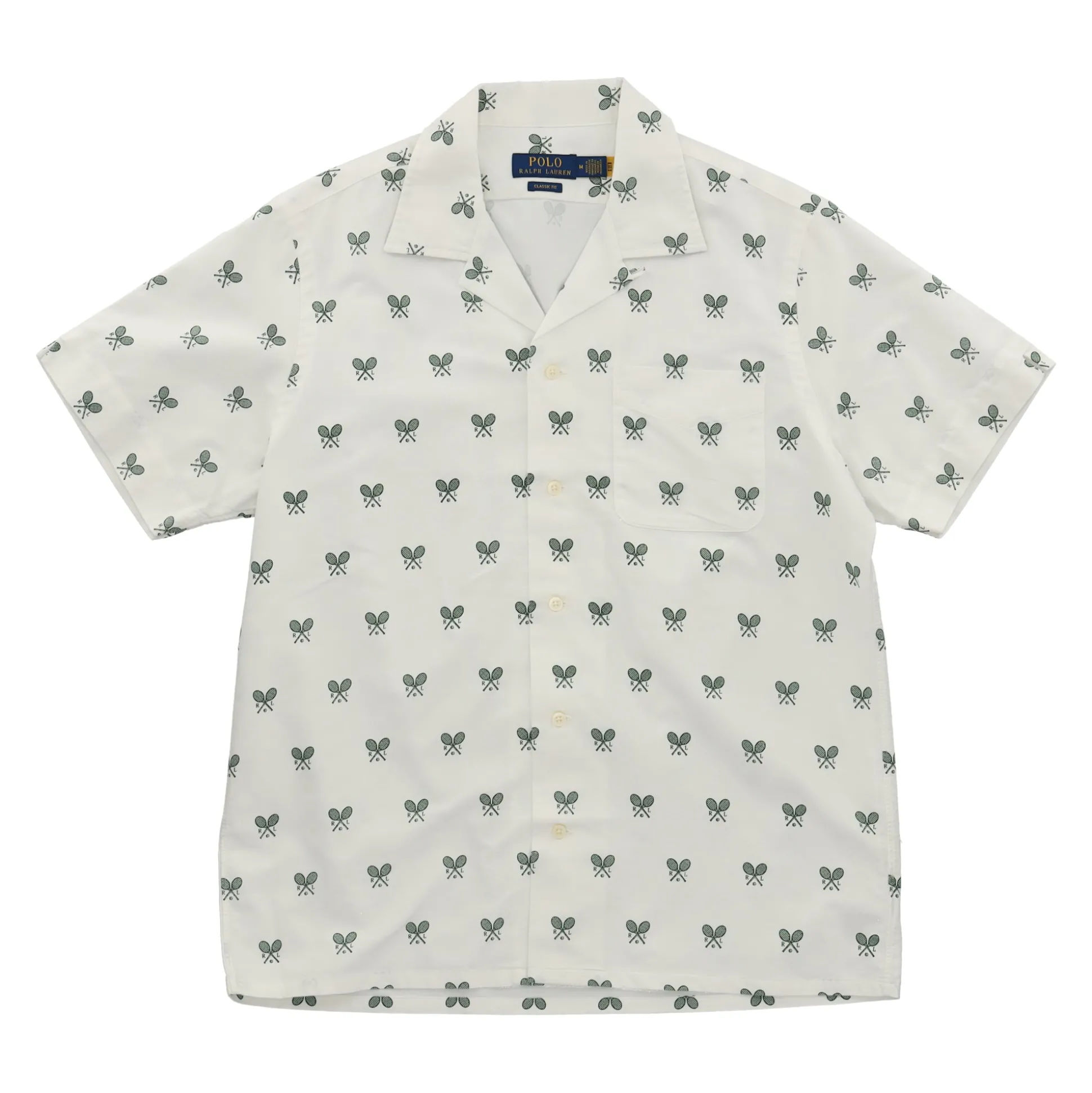 Classic Fit Racquet-Print Oxford Shirt White