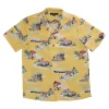 Cuban Short Sleeve Wo9ven Shirt Yellow
