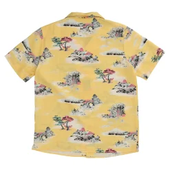 Cuban Short Sleeve Wo9ven Shirt Yellow