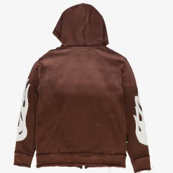 Cut And Sewn Distressed Zip Hoodie