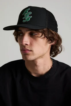 Men Gideon Black Green Script Logo Hat