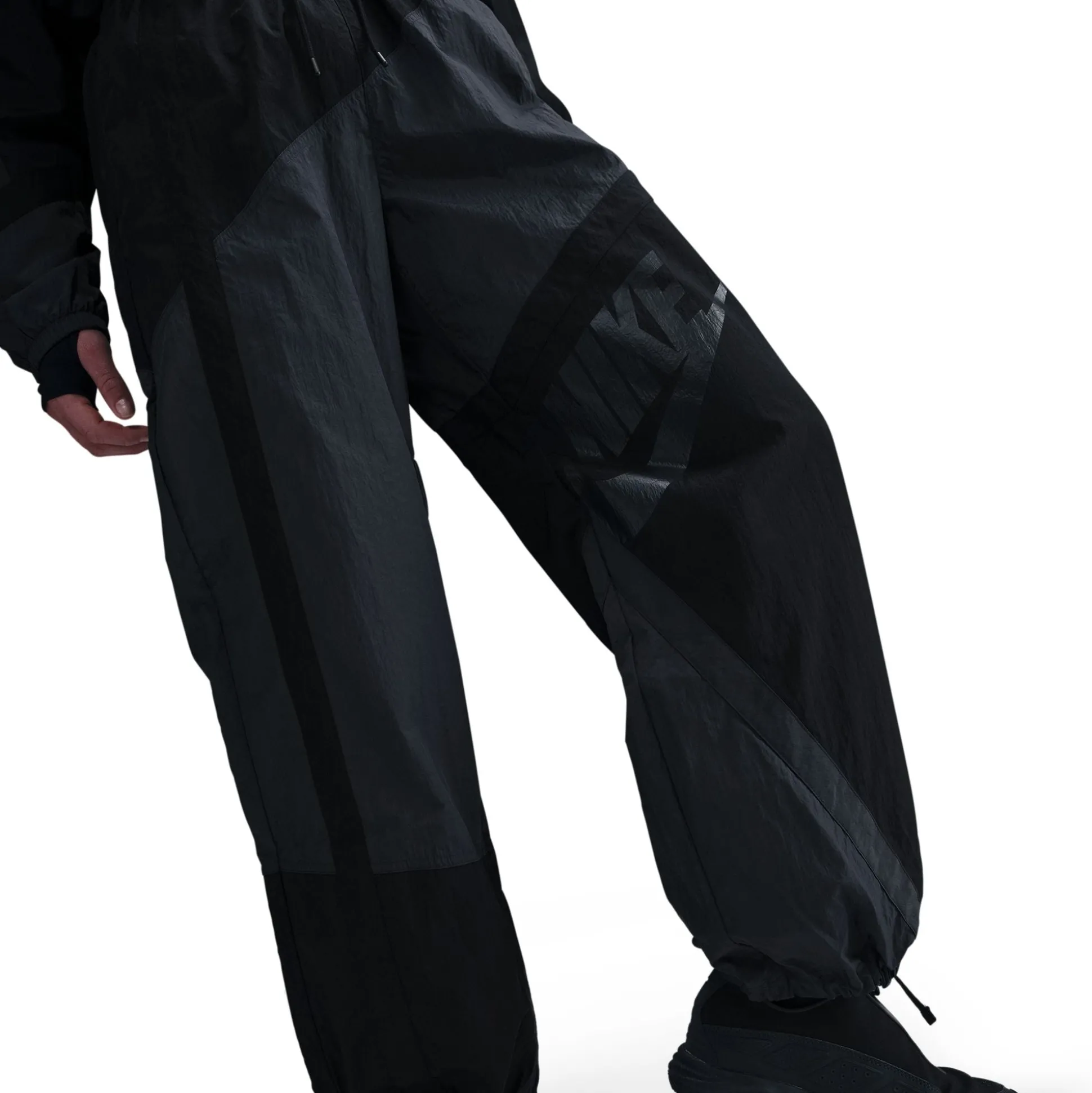 Mid-Rise Loose Woven Open-Hem Pants