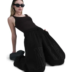 Mid-Rise Oversized Open-Hem French Terry Pants
