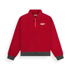 Red Reverse Fleece Half-Zip Pullover