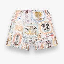 Sack Stamps Print Swim Trunk Shorts