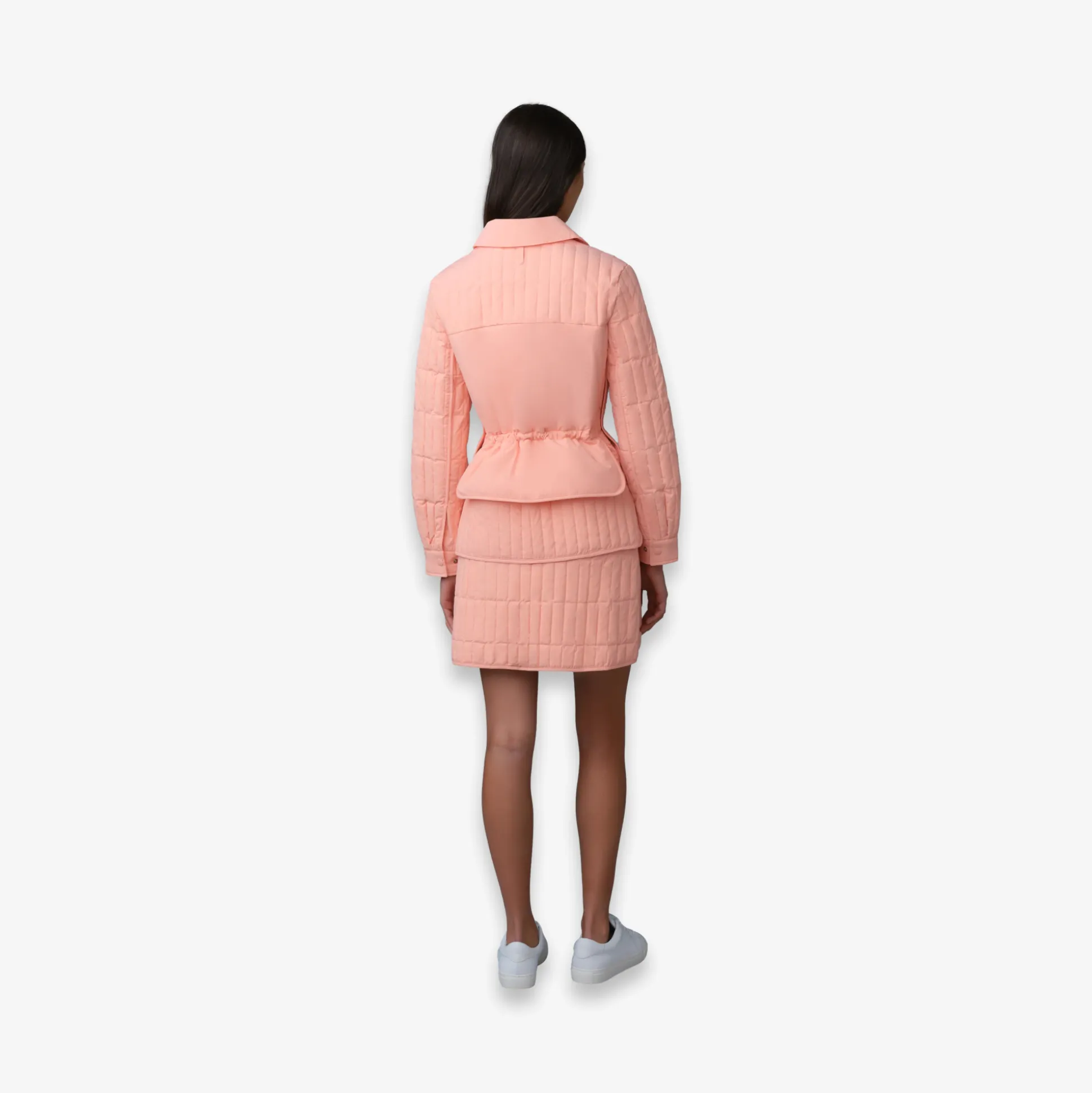SIAN Vertical Quilted Jacket with Spread Collar
