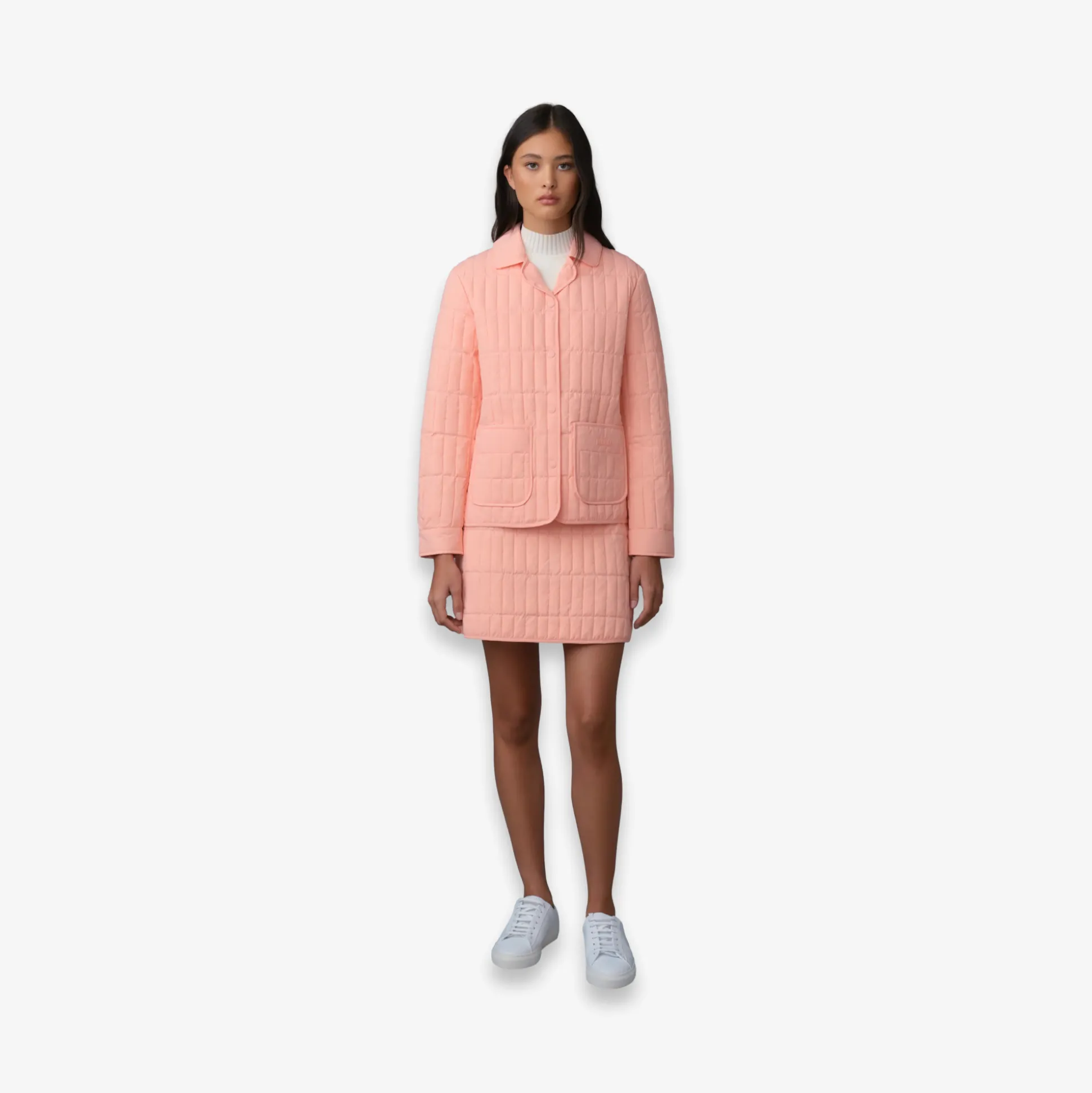 SIAN Vertical Quilted Jacket with Spread Collar