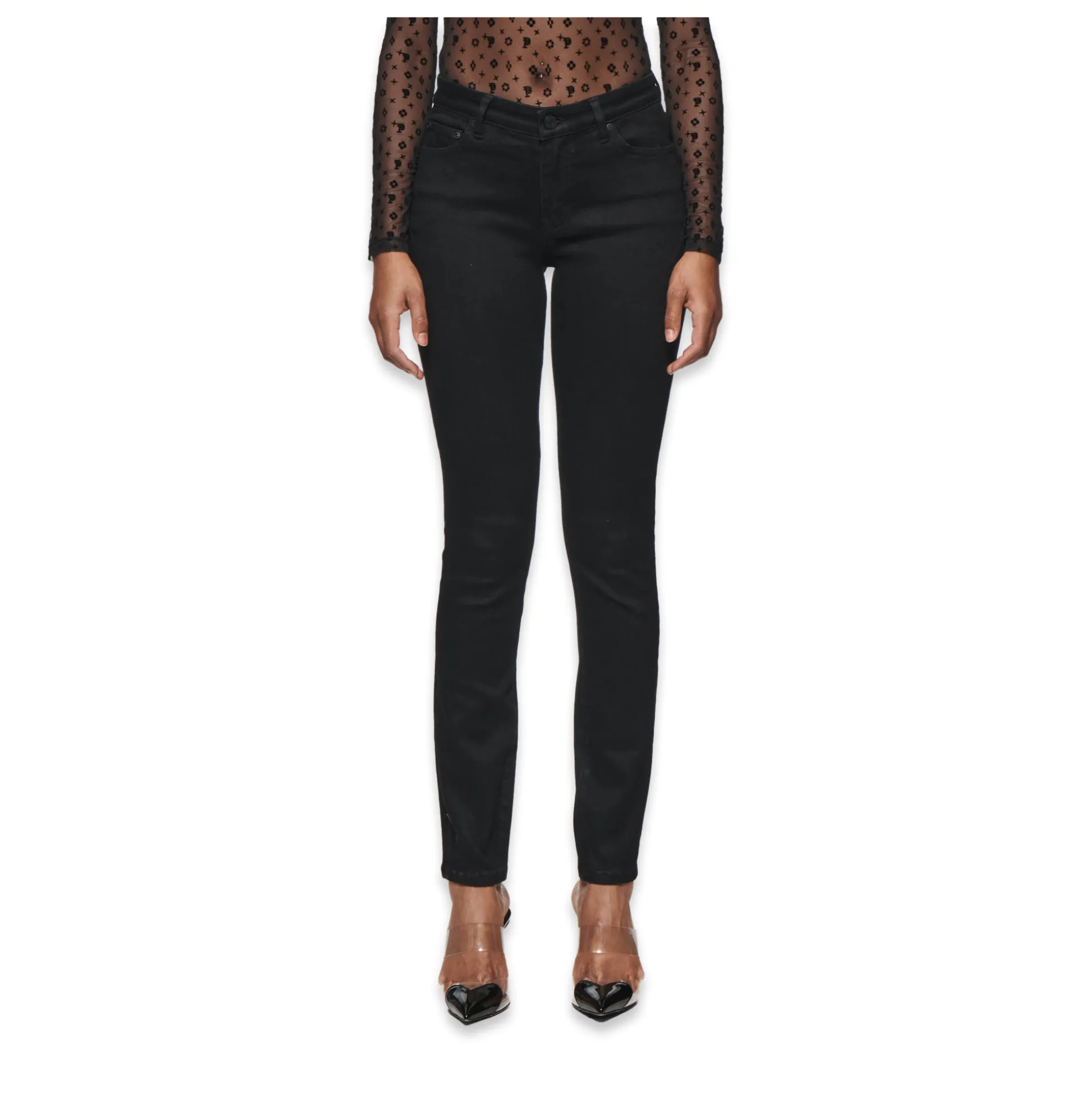 Skinny Mid Rise Black Jeans