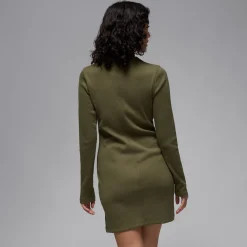 1/2-Zip Long-Sleeve Knit Dress
